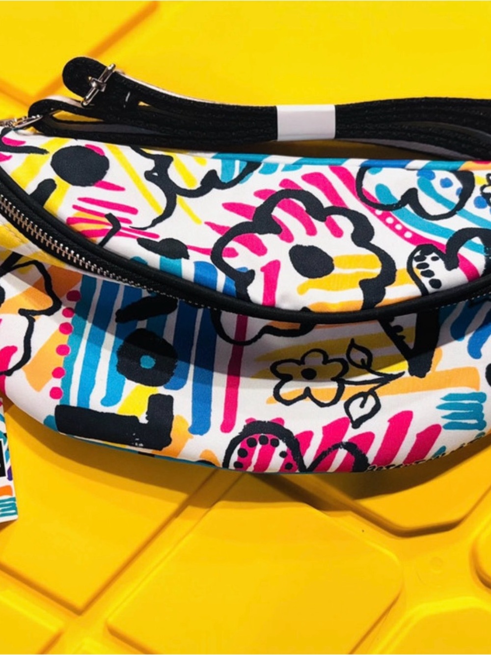 Brighton Grafitti Floral Print Crossbody belt Bag retro 90s vibe